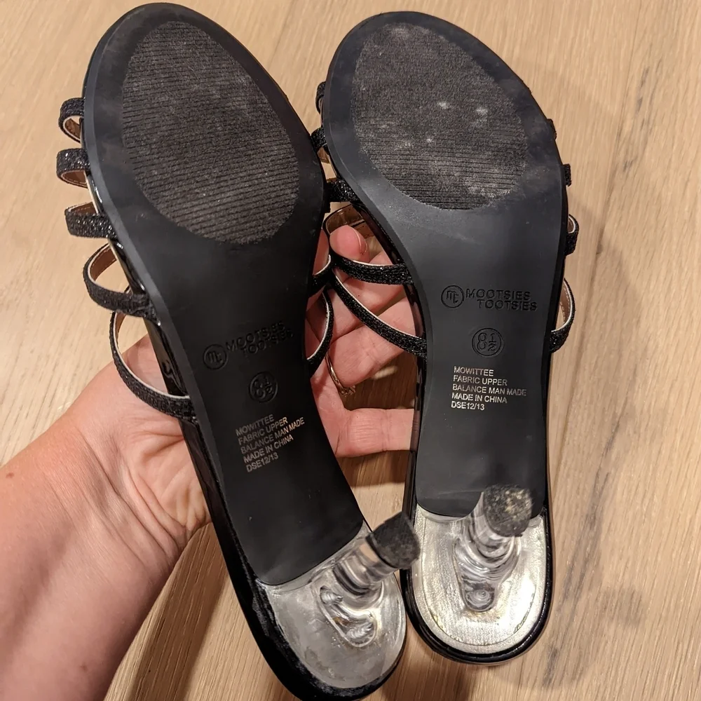 Women's Black Strappy Kitten Heels